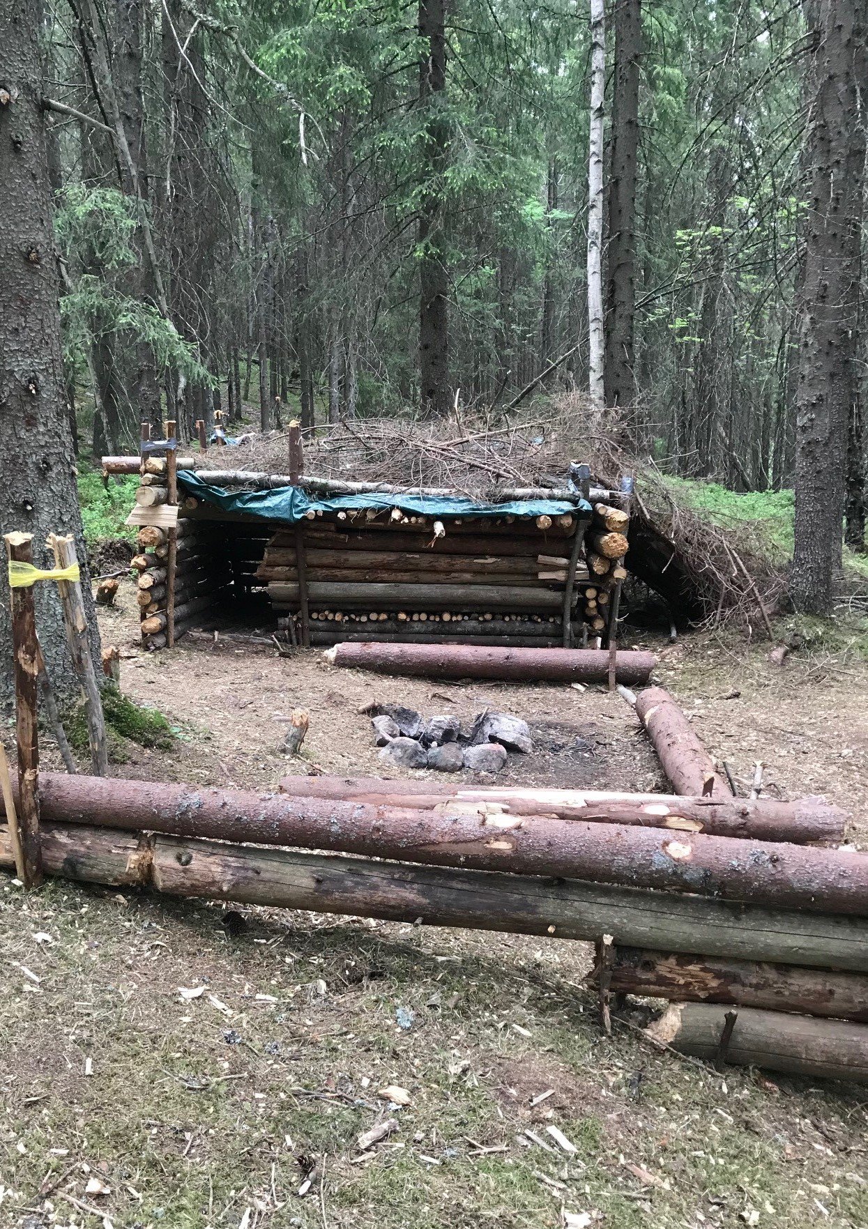 Hytte med bålplass funnet inne i Slattumsrøa naturreservat. 