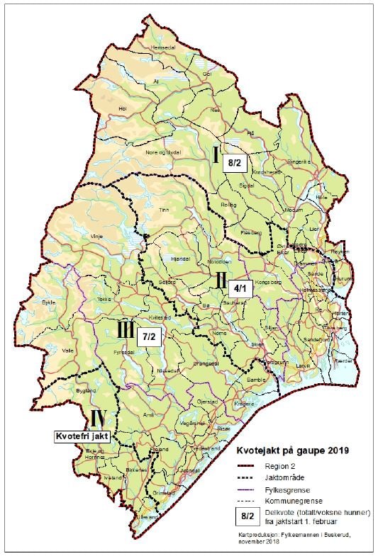 Jaktområder gaupe 2019