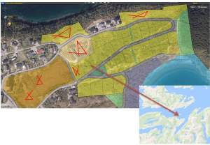 Regulringpsplan for Leirvikbogen - områder med innsigelse er markert